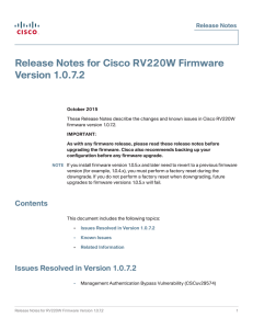 Release Notes for Cisco RV220W Firmware Version 1.0.7.2 Release Notes