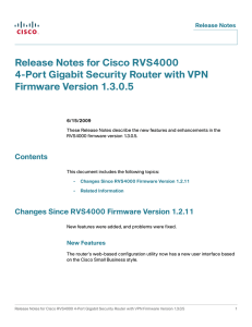 Release Notes for Cisco RVS4000 4-Port Gigabit Security Router with VPN