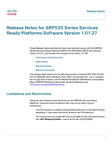 Release Notes for SRP520 Series Services Ready Platforms Software Version 1.01.27