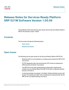 Release Notes for Services Ready Platform SRP 521W Software Version 1.00.06