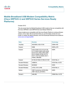Mobile Broadband USB Modem Compatibility Matrix Platforms)