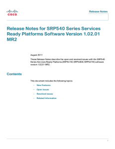 Release Notes for SRP540 Series Services Ready Platforms Software Version 1.02.01 MR2