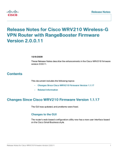 Release Notes for Cisco WRV210 Wireless-G VPN Router with RangeBooster Firmware Contents