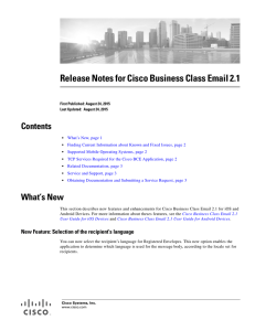 Release Notes for Cisco Business Class Email 2.1 Contents