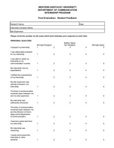 WESTERN KENTUCKY UNIVERSITY DEPARTMENT OF COMMUNICATION INTERNSHIP PROGRAM Final Evaluation:  Student Feedback