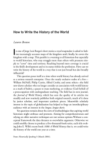 I How to Write the History of the World Lauren Benton