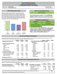 Texas Education Agency 2014-15 School Report Card T H ROGERS SCHOOL (101912039)