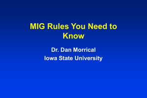 MIG Rules You Need to Know Dr. Dan Morrical Iowa State University