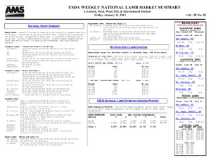 USDA WEEKLY NATIONAL LAMB SUMMARY MARKET . 20 No. 02