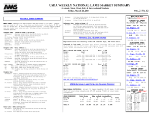 USDA WEEKLY NATIONAL LAMB SUMMARY MARKET . 21 No. 12