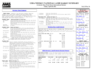 USDA WEEKLY NATIONAL LAMB SUMMARY MARKET Vol. 19 No. 16