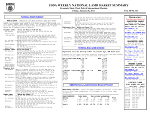 USDA WEEKLY NATIONAL LAMB SUMMARY MARKET Vol. 18 No. 04