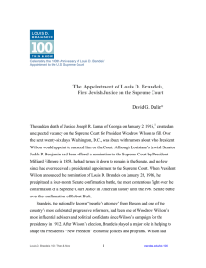 The Appointment of Louis D. Brandeis,  David G. Dalin