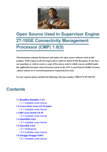 Open Source Used In Supervisor Engine 2T-10GE Connectivity Management Processor (CMP) 1.0(5)