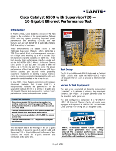 Cisco Catalyst 6500 with Supervisor720 — 10 Gigabit Ethernet Performance Test Introduction