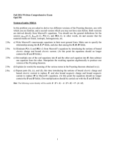 Fall 2014 Written Comprehensive Exam Opti 501 System of units: MKSA