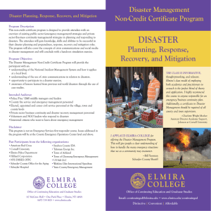 Disaster Management Non-Credit Certificate Program Disaster Planning, Response, Recovery, and Mitigation