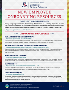 NEW EMPLOYEE ONBOARDING RESOURCES FACULTY, STAFF AND GRADUATE STUDENTS