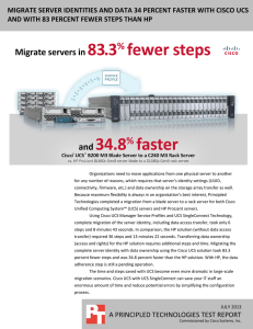 MIGRATE SERVER IDENTITIES AND DATA 34 PERCENT FASTER WITH CISCO... AND WITH 83 PERCENT FEWER STEPS THAN HP