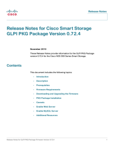 Release Notes for Cisco Smart Storage GLPI PKG Package Version 0.72.4