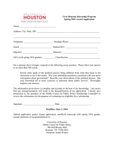 Name: ________________________________ Address, City, State, ZIP: ________________________________________________________ Civic Houston Internship Program