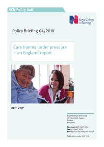 Care homes under pressure – an England report Policy Briefing 04/2010