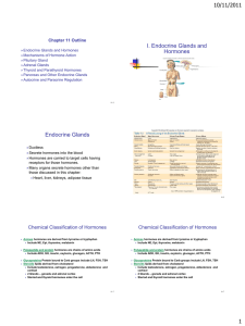 10/11/2011 I. Endocrine Glands and Hormones Chapter 11 Outline