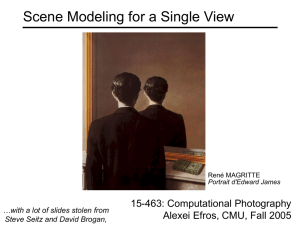 Scene Modeling for a Single View 15-463: Computational Photography