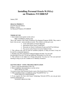 Installing Personal Oracle 9i (9.0.x) on Windows NT/2000/XP