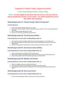 Assignment 12: Climate Change Assignment (12 points) From ClimateChangeNorth.ca; Yukon College NOTE
