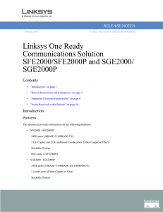 Linksys One Ready Communications Solution SFE2000/SFE2000P and SGE2000/ SGE2000P