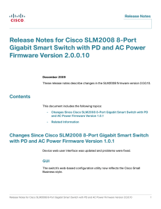 Release Notes for Cisco SLM2008 8-Port Firmware Version 2.0.0.10