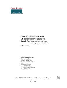 Cisco BTS 10200 Softswitch CD Jumpstart Procedure for Solaris (