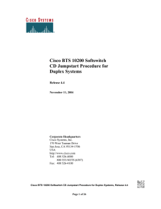 Cisco BTS 10200 Softswitch CD Jumpstart Procedure for Duplex Systems