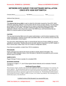 NETWORK SITE SURVEY FOR SOFTWARE INSTALLATION CISCO BTS 10200 SOFTSWITCH