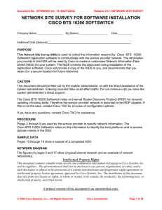 NETWORK SITE SURVEY FOR SOFTWARE INSTALLATION CISCO BTS 10200 SOFTSWITCH