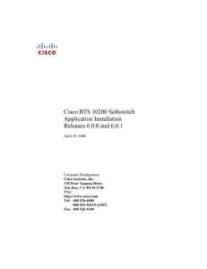 Cisco BTS 10200 Softswitch Application Installation Releases 6.0.0 and 6.0.1