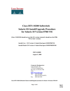 Cisco BTS 10200 Softswitch Solaris OS Install/Upgrade Procedure