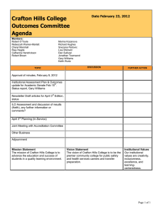 Crafton Hills College Outcomes Committee Agenda Date February 23, 2012