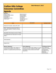 Crafton Hills College Outcomes Committee Agenda Date February 9, 2012