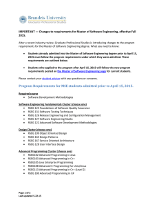 IMPORTANT — Changes to requirements for Master of Software Engineering,... 2015.