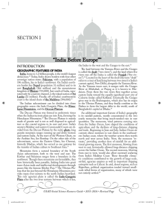 “India Before Europe” SEctIon I IntroductIon GeoGraphic Features oF india