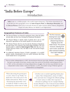 “India Before Europe ” Introduction