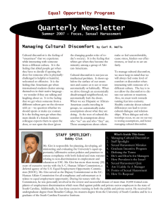 Quarterly Newsletter Managing Cultural Discomfort  Equal Opportunity Programs