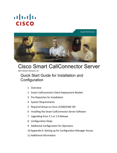 Cisco Smart CallConnector Server  Quick Start Guide for Installation and Configuration