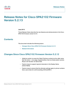 Release Notes for Cisco SPA2102 Firmware Version 5.2.13 Release Notes