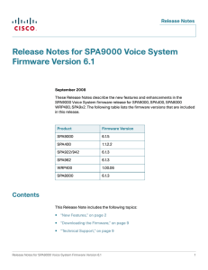 Release Notes for SPA9000 Voice System Firmware Version 6.1 Release Notes