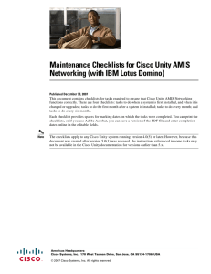 Maintenance Checklists for Cisco Unity AMIS Networking (with IBM Lotus Domino)