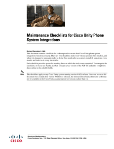 Maintenance Checklists for Cisco Unity Phone System Integrations