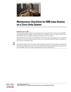 Maintenance Checklists for IBM Lotus Domino on a Cisco Unity System